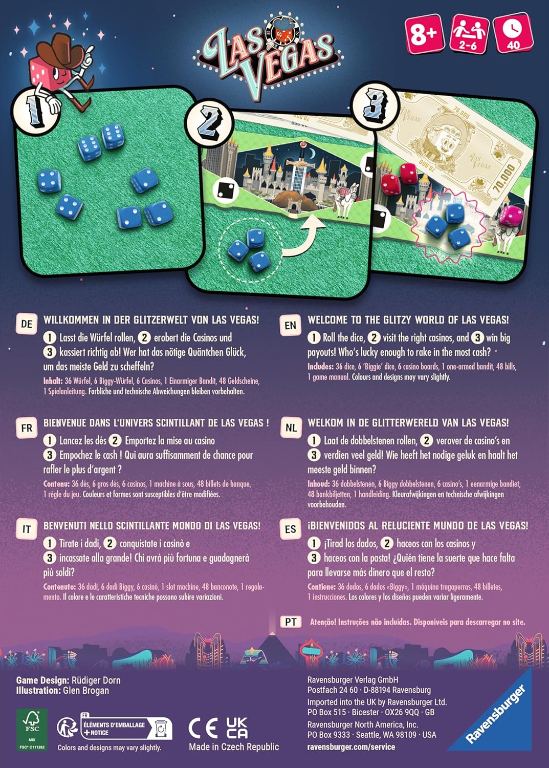 Ravensburger Las Vegas – Dice Game for Family or Friends - from 2 to 6 Players - Ages 8 and up