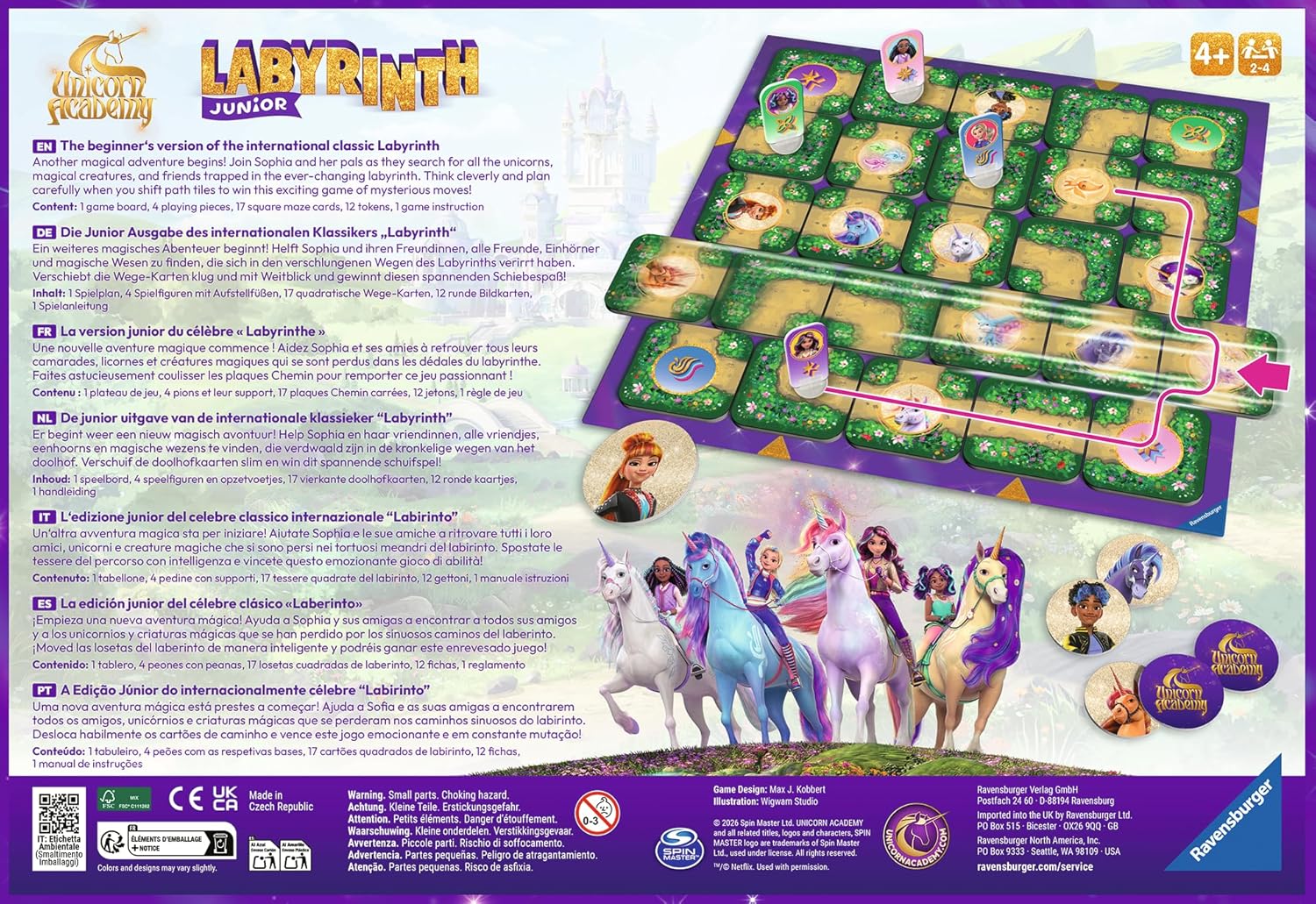 Ravensburger Unicorn Academy Labyrinth Junior The Moving Maze Game Family Strategy Board Game for Kids & Adults Age 4 Years Up - 2 to 4 Players