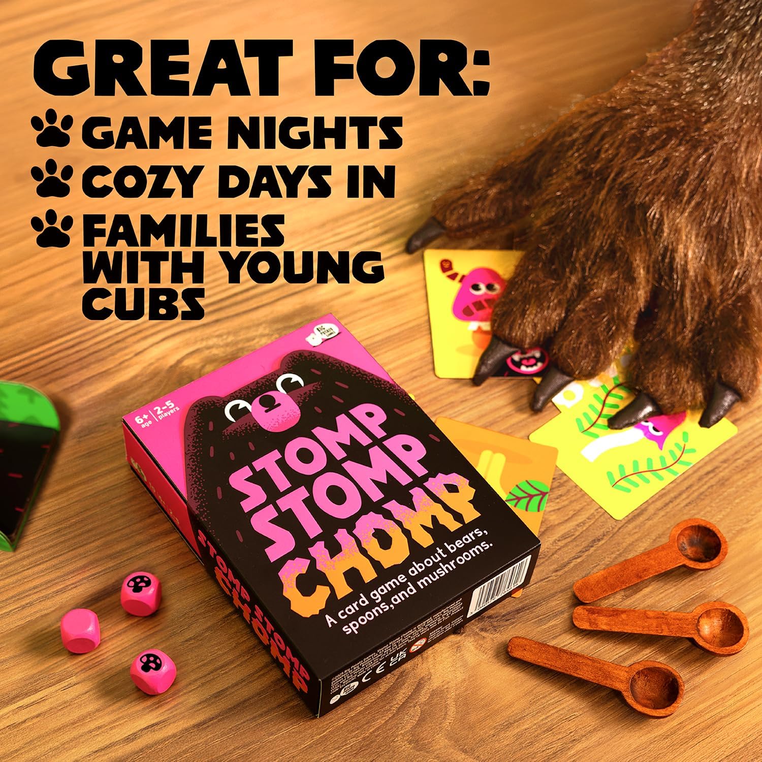 Stomp Stomp Chomp: Card Game Meets Treasure Hunt | Kids Game for 2-5 Players, Age 6+ | Perfect for Family Game Night, Birthdays and as a Gift | Best New Board Game