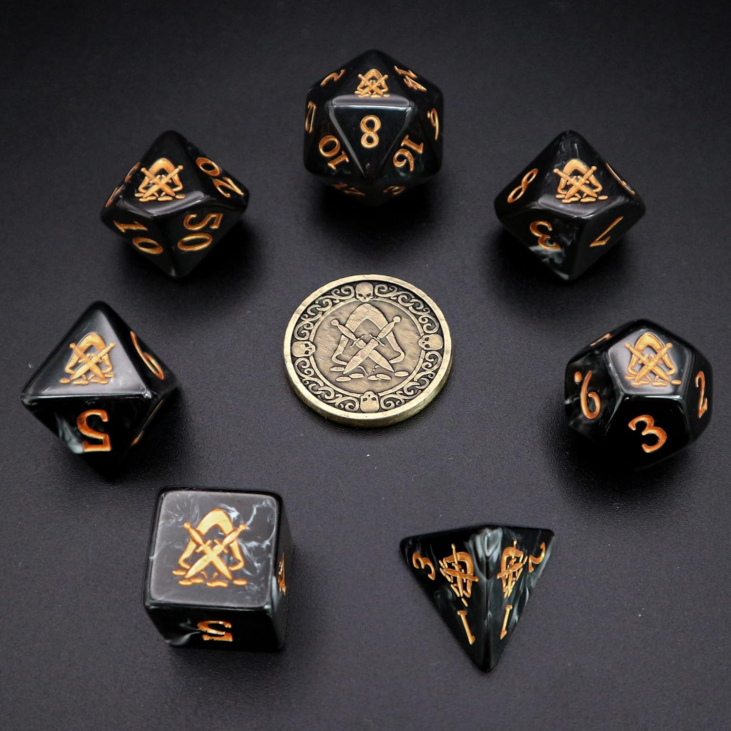 Polyhedral Dice Set - 8pcs Rogue Dice Set for DnD, Pathfinder & Tabletop RPGs