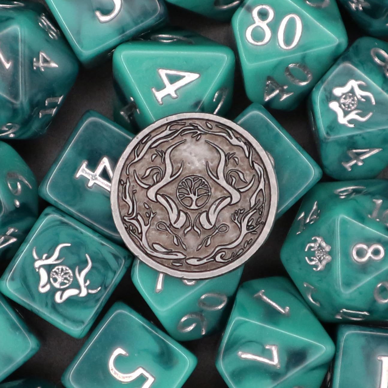Polyhedral Dice Set - 8pcs Druid Dice Set for DnD, Pathfinder & Tabletop RPGs