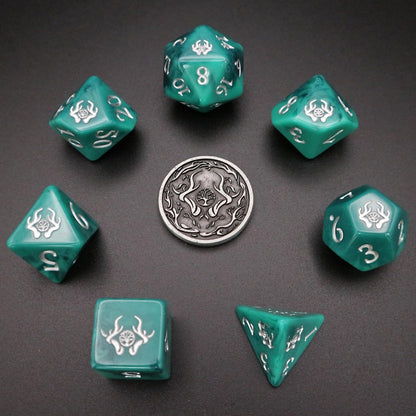 Polyhedral Dice Set - 8pcs Druid Dice Set for DnD, Pathfinder & Tabletop RPGs