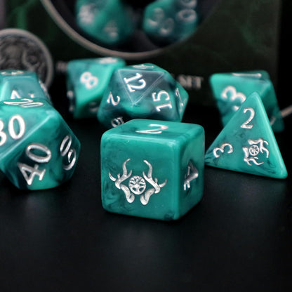 Polyhedral Dice Set - 8pcs Druid Dice Set for DnD, Pathfinder & Tabletop RPGs