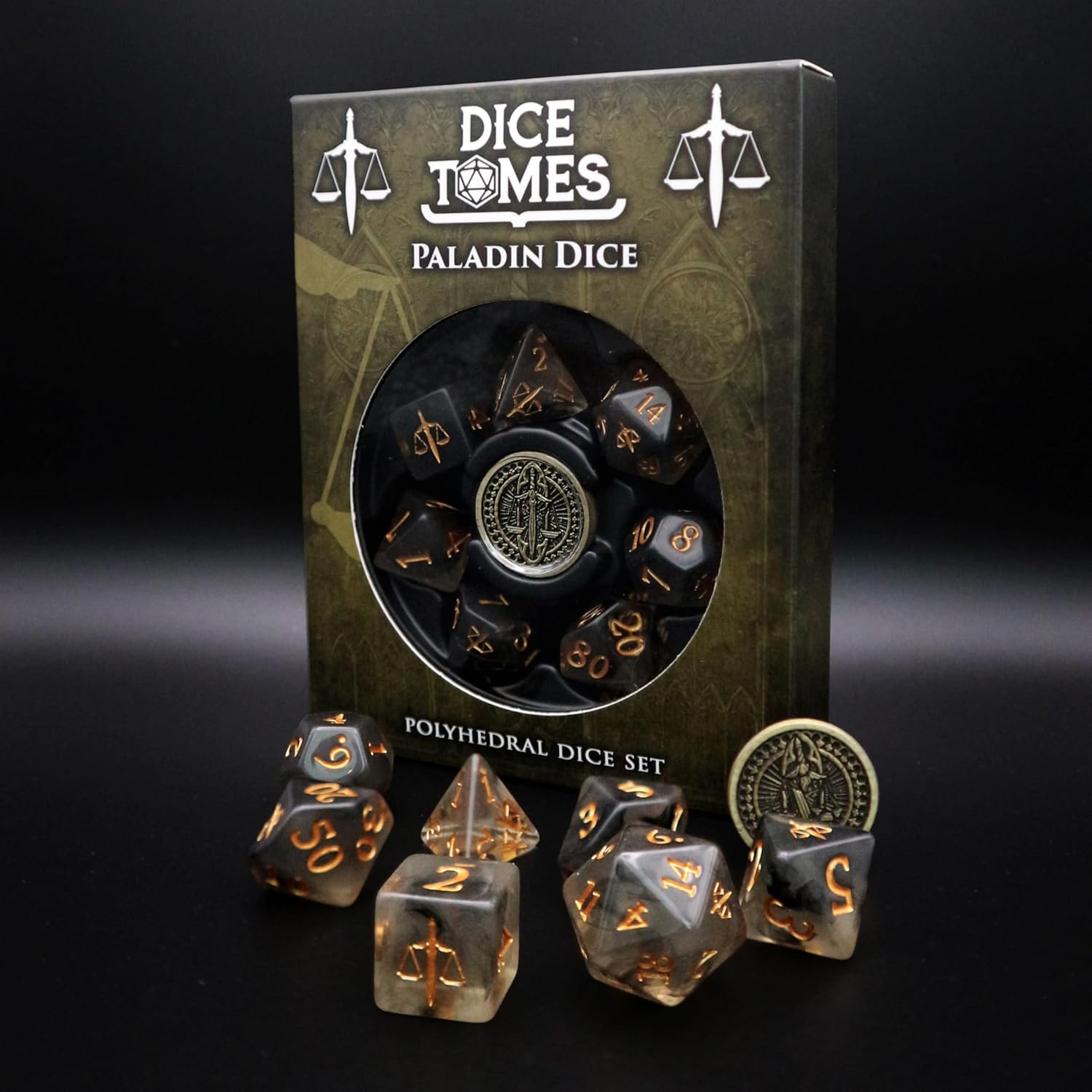 Polyhedral Dice Set - 8pcs Paladin Dice Set for DnD, Pathfinder & Tabletop RPGs