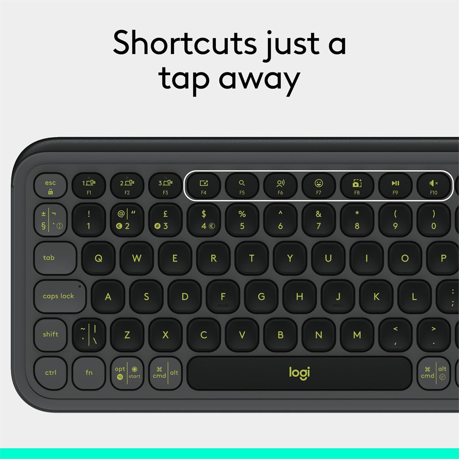 Logitech Pop Icon Keys - Keyboard - Wireless - Bluetooth Le - Qwerty - Uk - Graphite, Green