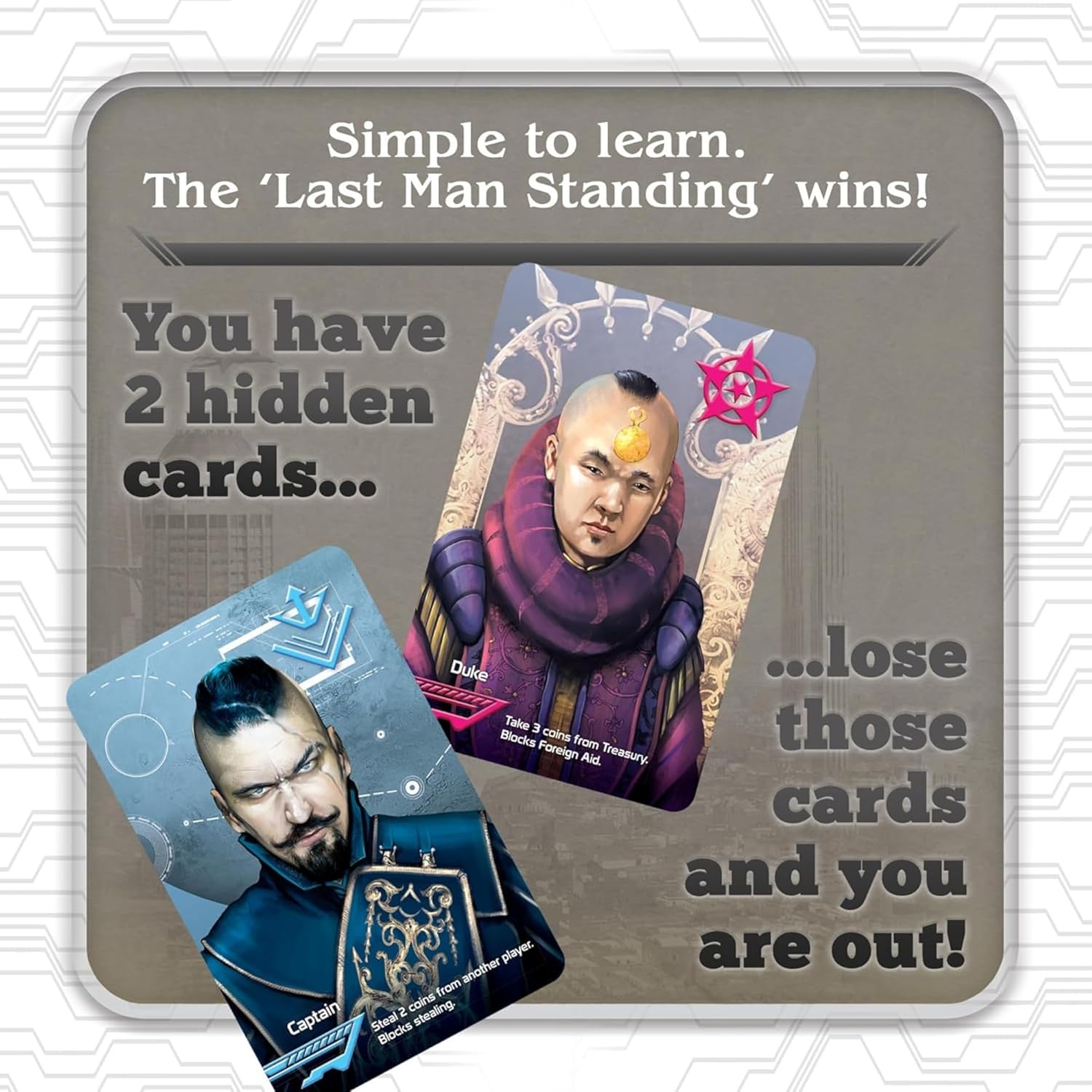 Indie Boards and Cards, Coup, Card Game, Multicolored, Ages 14+, 2-6 Players, 15 Minute Playing Time