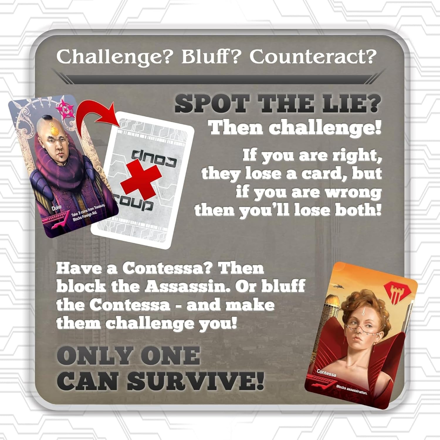 Indie Boards and Cards, Coup, Card Game, Multicolored, Ages 14+, 2-6 Players, 15 Minute Playing Time