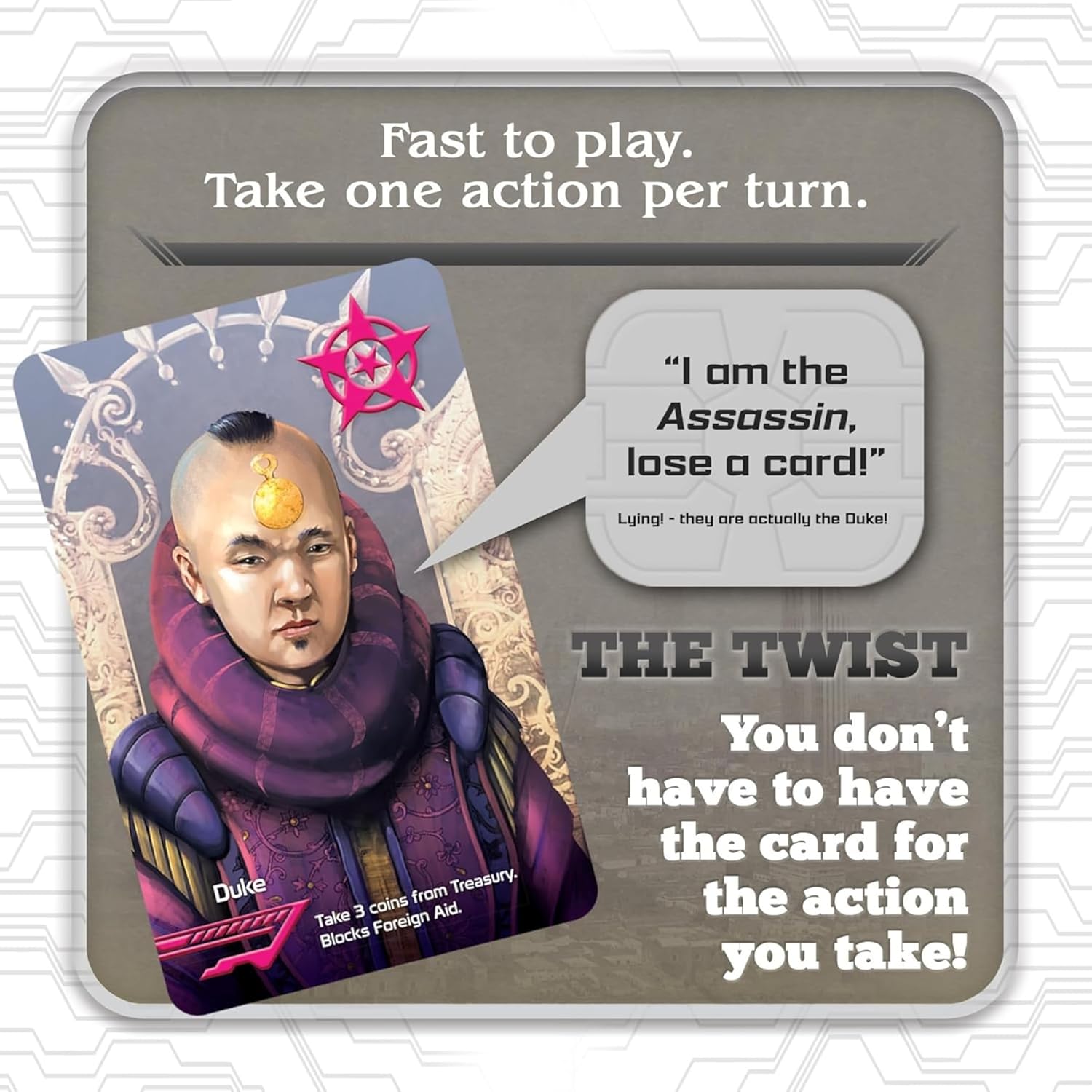 Indie Boards and Cards, Coup, Card Game, Multicolored, Ages 14+, 2-6 Players, 15 Minute Playing Time