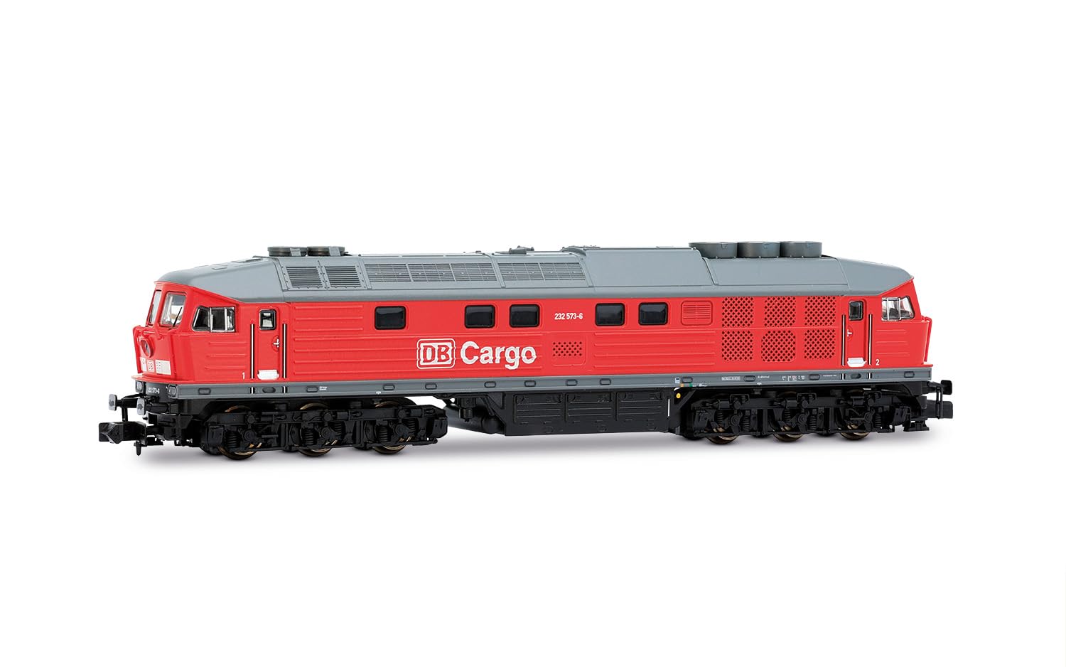 Arnold HN2659 DB Cargo, Diesellokomotive 232 573-6, verkehrsrote Lackierung, Baureihe V-VI – Diesel
