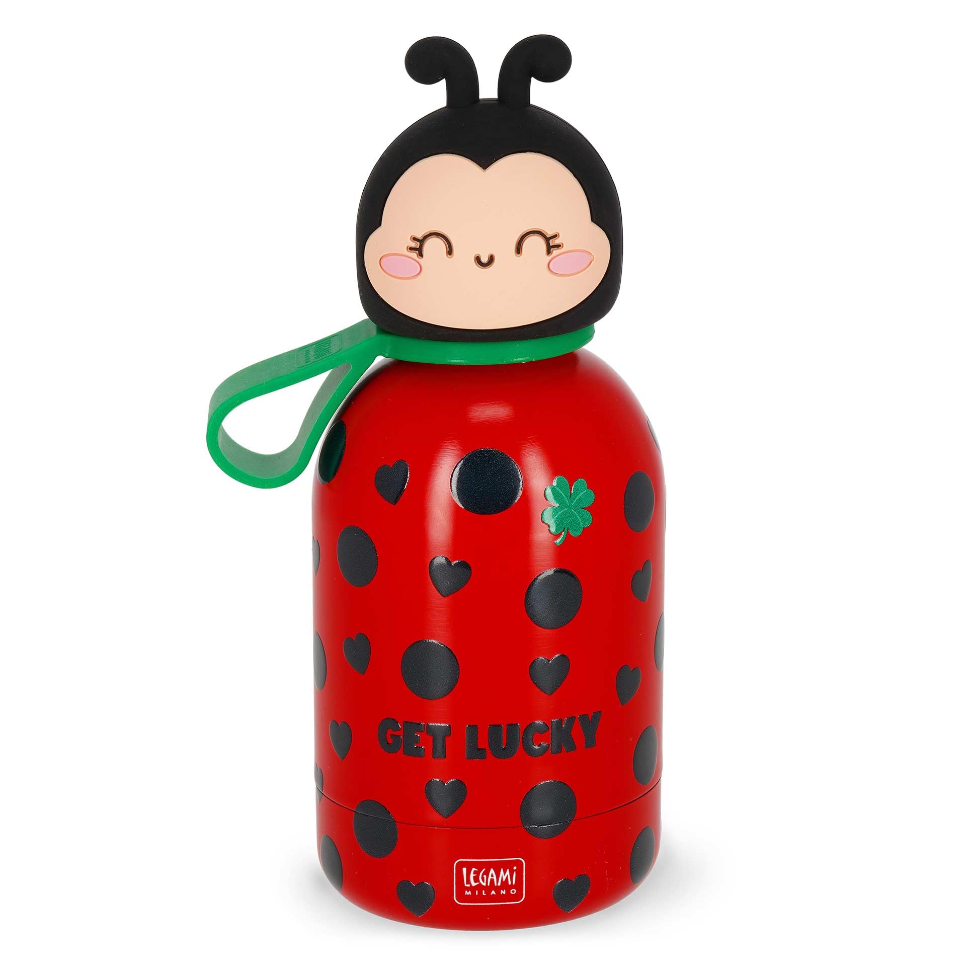 Legami - Hot&Cold BFF Ladybug Kids Thermos Flask Double Walled 18/8 Stainless Steel Airtight Keeps Warm for 12 Hours