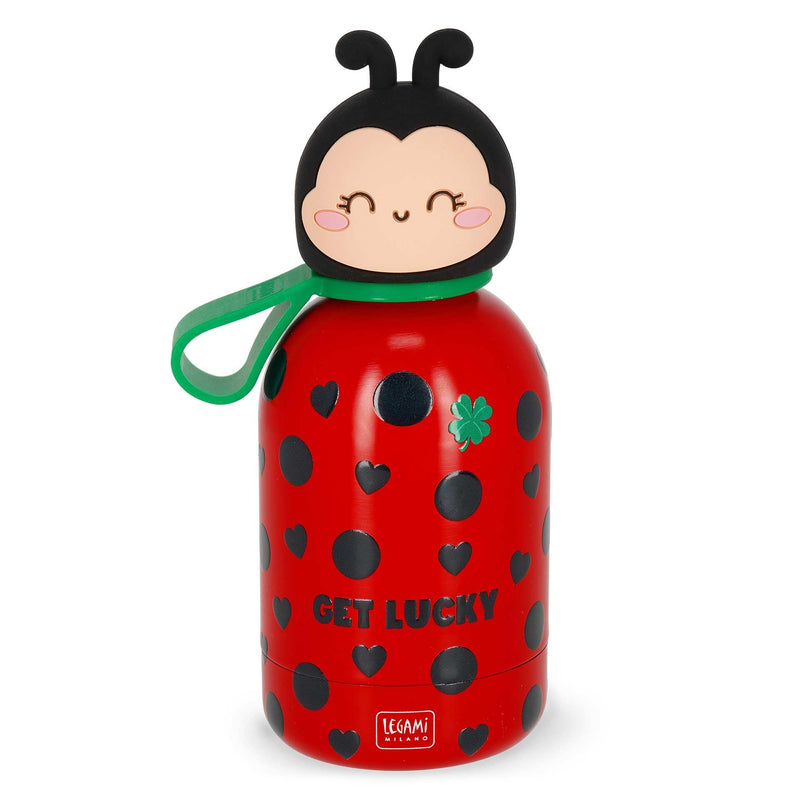 Legami - Hot&Cold BFF Ladybug Kids Thermos Flask Double Walled 18/8 Stainless Steel Airtight Keeps Warm for 12 Hours