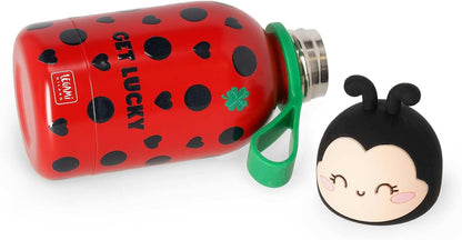 Legami - Hot&Cold BFF Ladybug Kids Thermos Flask Double Walled 18/8 Stainless Steel Airtight Keeps Warm for 12 Hours