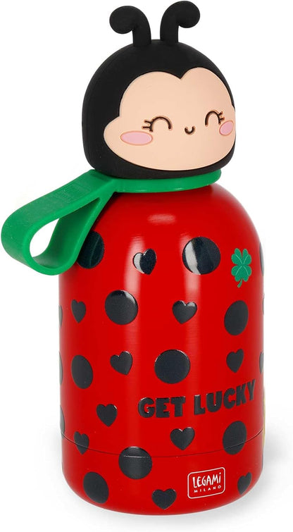 Legami - Hot&Cold BFF Ladybug Kids Thermos Flask Double Walled 18/8 Stainless Steel Airtight Keeps Warm for 12 Hours
