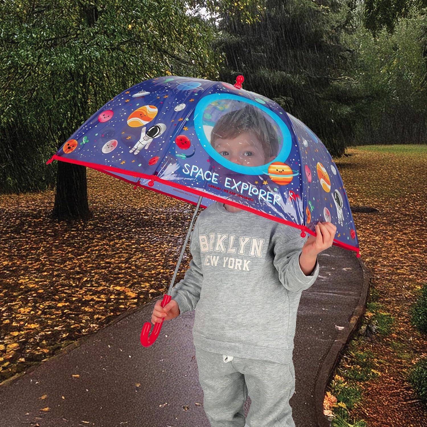 Legami - Dancin' In The Rain Children's Umbrella, Ladybug Theme, Windproof Structure, Manual Opening, Fabric Closure with Space for Name, Hook Handle, 73 x 65 cm