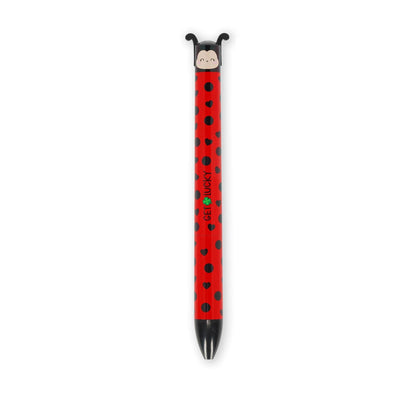 Legami - Click&Clack Pen in Two Colours, Ladybug Theme, Red and Black Ink, Snap Pen, Ideal for School Office Home, Two-Tone, Tip Diameter 1 mm