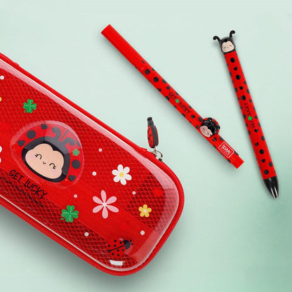 Legami - Click&Clack Pen in Two Colours, Ladybug Theme, Red and Black Ink, Snap Pen, Ideal for School Office Home, Two-Tone, Tip Diameter 1 mm