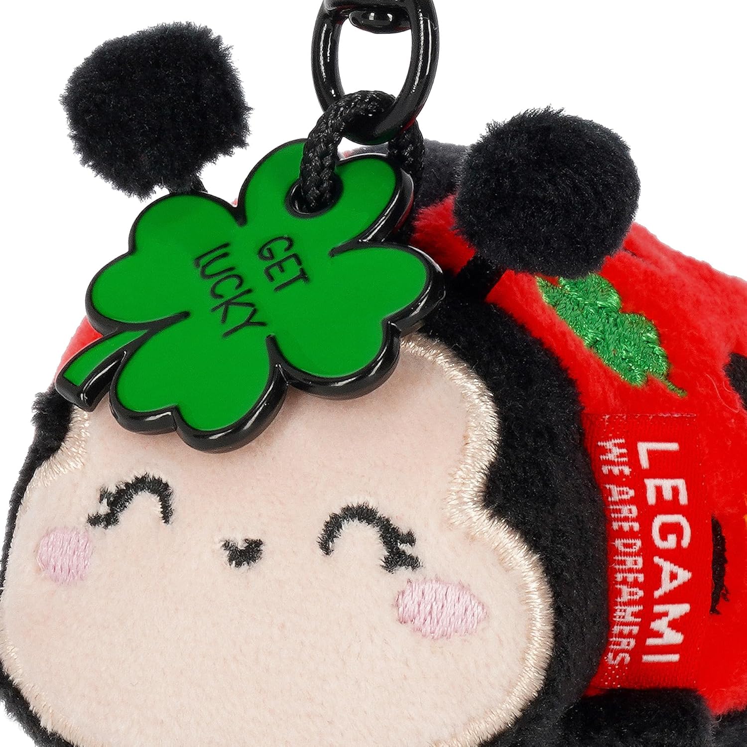Legami Super Soft! Ladybug Theme Keychain, Plush Keychain, Engraved Message Pendant and Zinc Carabiner, 7 x 11 cm