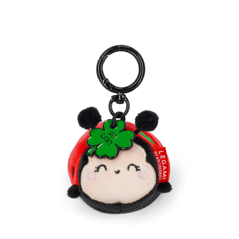 Legami Super Soft! Ladybug Theme Keychain, Plush Keychain, Engraved Message Pendant and Zinc Carabiner, 7 x 11 cm