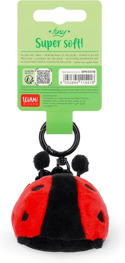 Legami Super Soft! Ladybug Theme Keychain, Plush Keychain, Engraved Message Pendant and Zinc Carabiner, 7 x 11 cm