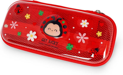 Legami - Wonderwow Pencil Case, Ladybug Theme, 2 Compartments and Inner Pen Holder, Inner Compartment with Mesh Fabric, Zip Closure, 23 x 11 x 5 cm