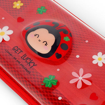 Legami - Wonderwow Pencil Case, Ladybug Theme, 2 Compartments and Inner Pen Holder, Inner Compartment with Mesh Fabric, Zip Closure, 23 x 11 x 5 cm