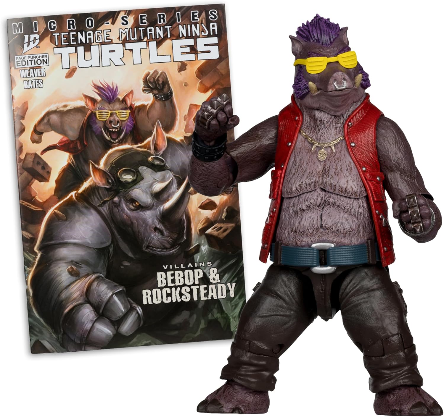 McFarlane Teenage Mutant Ninja Turtles (Page Punchers) Bebop 5in Action Figure with Comic Toys
