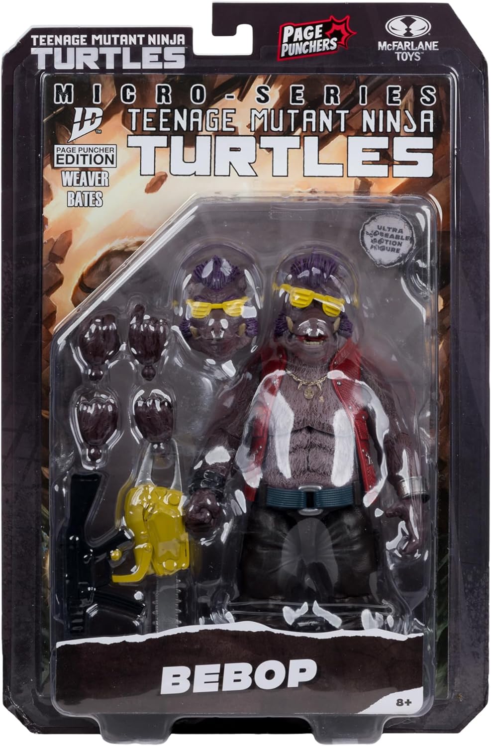 McFarlane Teenage Mutant Ninja Turtles (Page Punchers) Bebop 5in Action Figure with Comic Toys