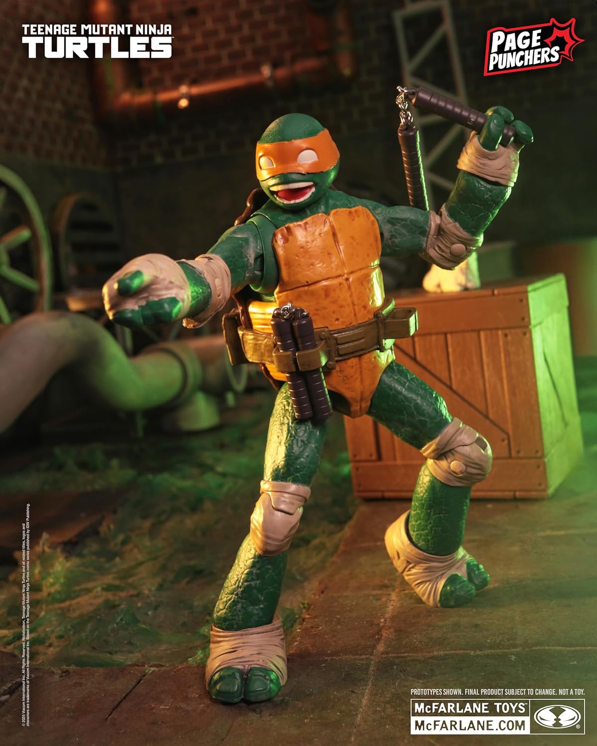 McFarlane Teenage Mutant Ninja Turtles (Page Punchers) Michelangelo 5in Action Figure with Comic Toys