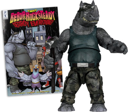 McFarlane Teenage Mutant Ninja Turtles (Page Punchers) Rocksteady 5in Action Figure with Comic Toys