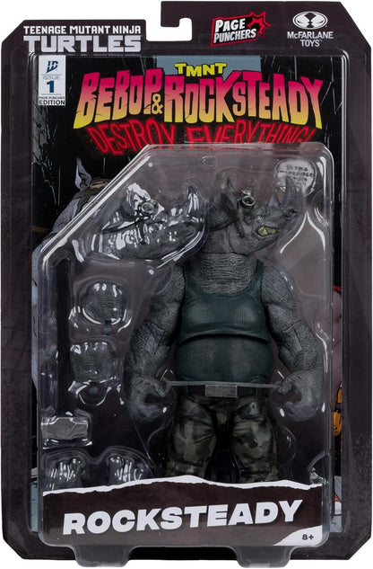 McFarlane Teenage Mutant Ninja Turtles (Page Punchers) Rocksteady 5in Action Figure with Comic Toys