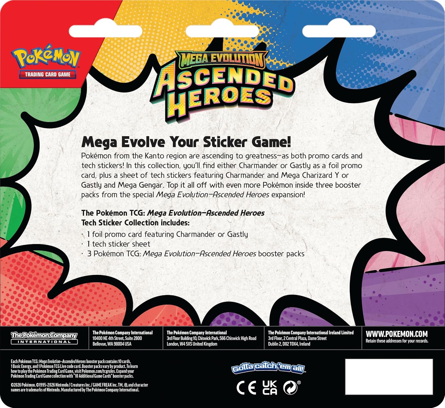 Pokémon TCG: Mega Evolution—Ascended Heroes Tech Sticker Collection—Charmander (1 Foil Promo Card & 3 Booster Packs