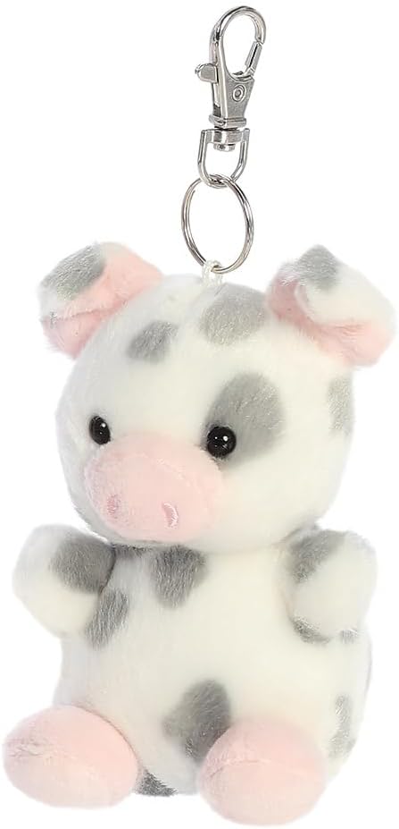AURORA 34052, Palm Pals Piggles Spotted Piglet Clip-On, 10cm, Soft Toy, White