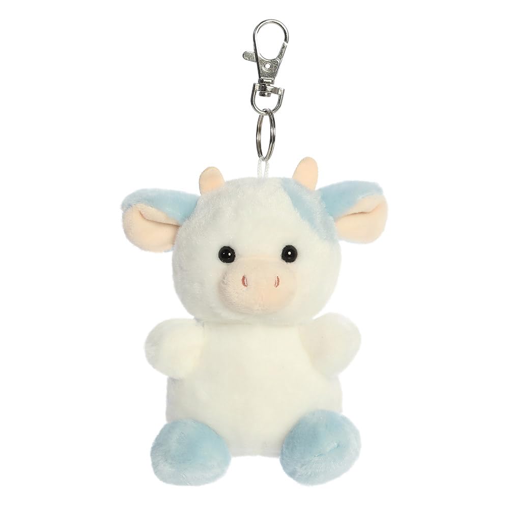 AURORA 34119, Palm Pals Skyla Blueberry Cow Clip-On, 10cm, Soft Toy, White