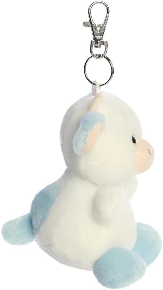 AURORA 34119, Palm Pals Skyla Blueberry Cow Clip-On, 10cm, Soft Toy, White