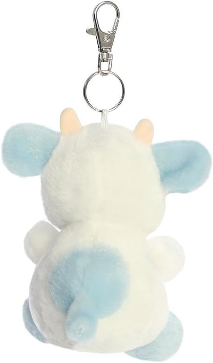 AURORA 34119, Palm Pals Skyla Blueberry Cow Clip-On, 10cm, Soft Toy, White