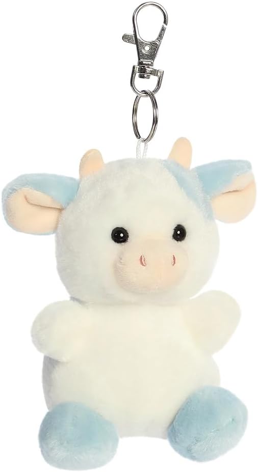 AURORA 34119, Palm Pals Skyla Blueberry Cow Clip-On, 10cm, Soft Toy, White