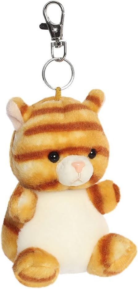 AURORA, 34121, Palm Pals Meow Kitty Clip-On,10cm, Soft Toy, Orange & white