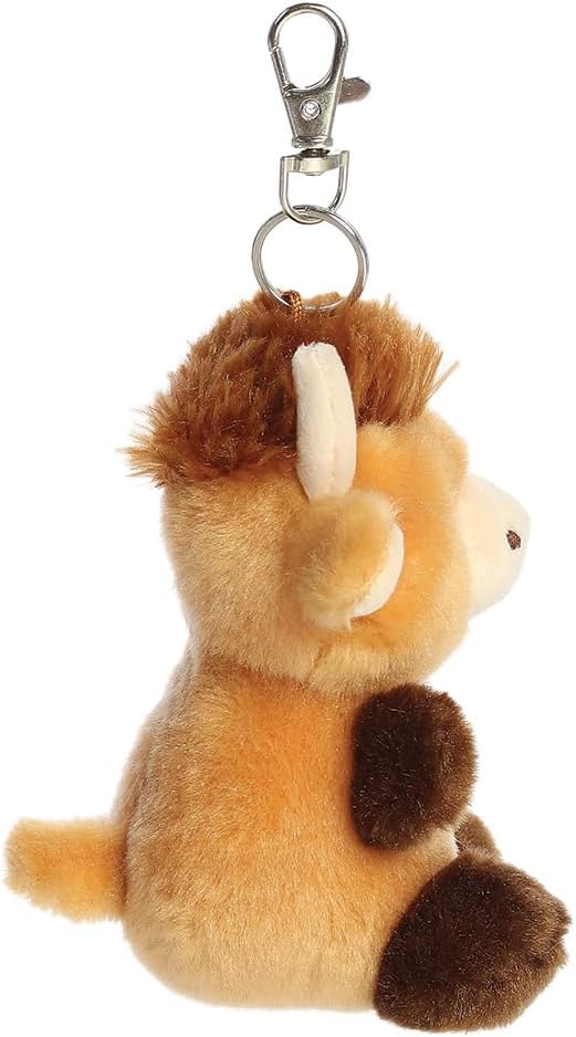 AURORA, 34185, Palm Pals Hubert Highland Cow Clip-On,10cm, Soft Toy, Brown