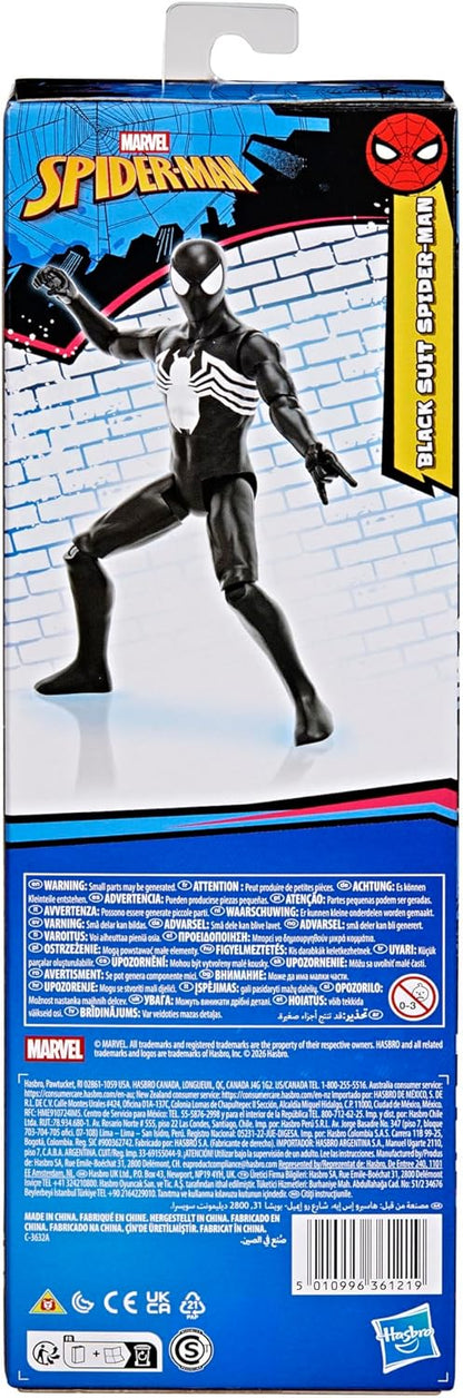 Marvel Spider-Man Titan Series Black Suit Spider-Man Action Figure, 30-cm-scale (12 Inch) Super Hero Toys for Children Ages 4+