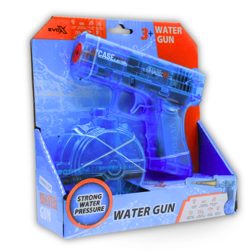 Evo-X Electric Water Pistol, Rechargeable Light Up Toy Long Range with Led Firing Effect, 320ml Tank, USB-C Charging, Kids Outdoor Summer Toys