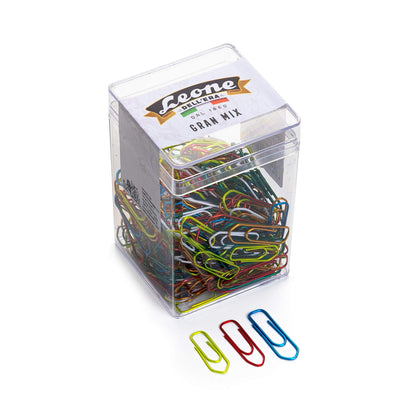 Fermagli Leone Dell'Era "Gran Mix" dimensioni miste in Scatola trasparente, 125 g., Colorati Metallizzati