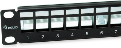 Equip 769331 12-Port Keystone Shielded Patch Panel, 10", Black