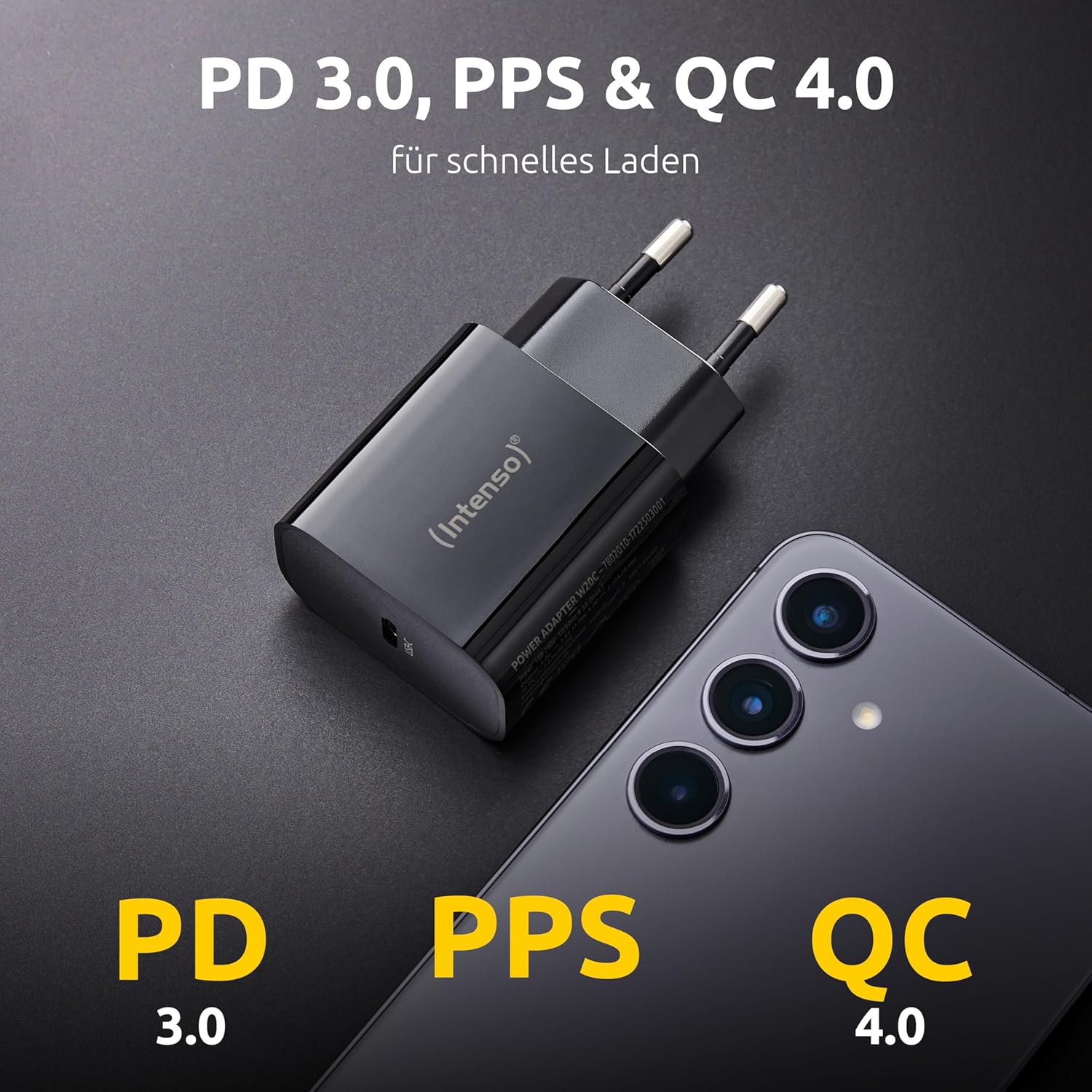 Intenso W20C Power Adapter, 20W, USB-C Connector, for iPhone, Samsung Galaxy, iPad and more, Black