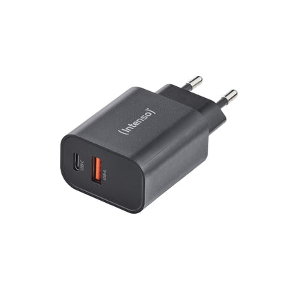 Intenso Power Adapter W30AC, 30W, USB-A and USB-C Port, for iPhone, iPad, Tablet, Samsung Galaxy and More, Black
