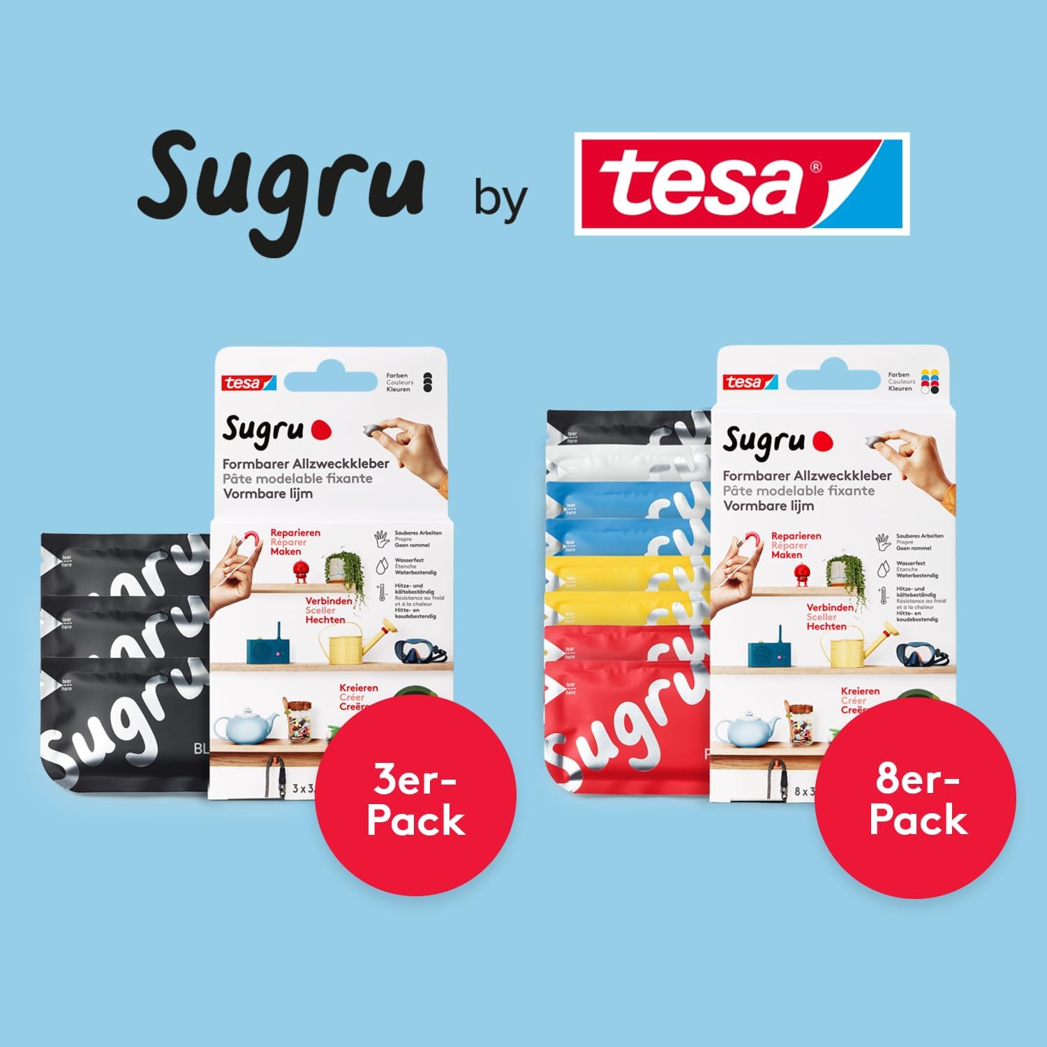 tesa Sugru formbar Allzwckkleb 3er schw.