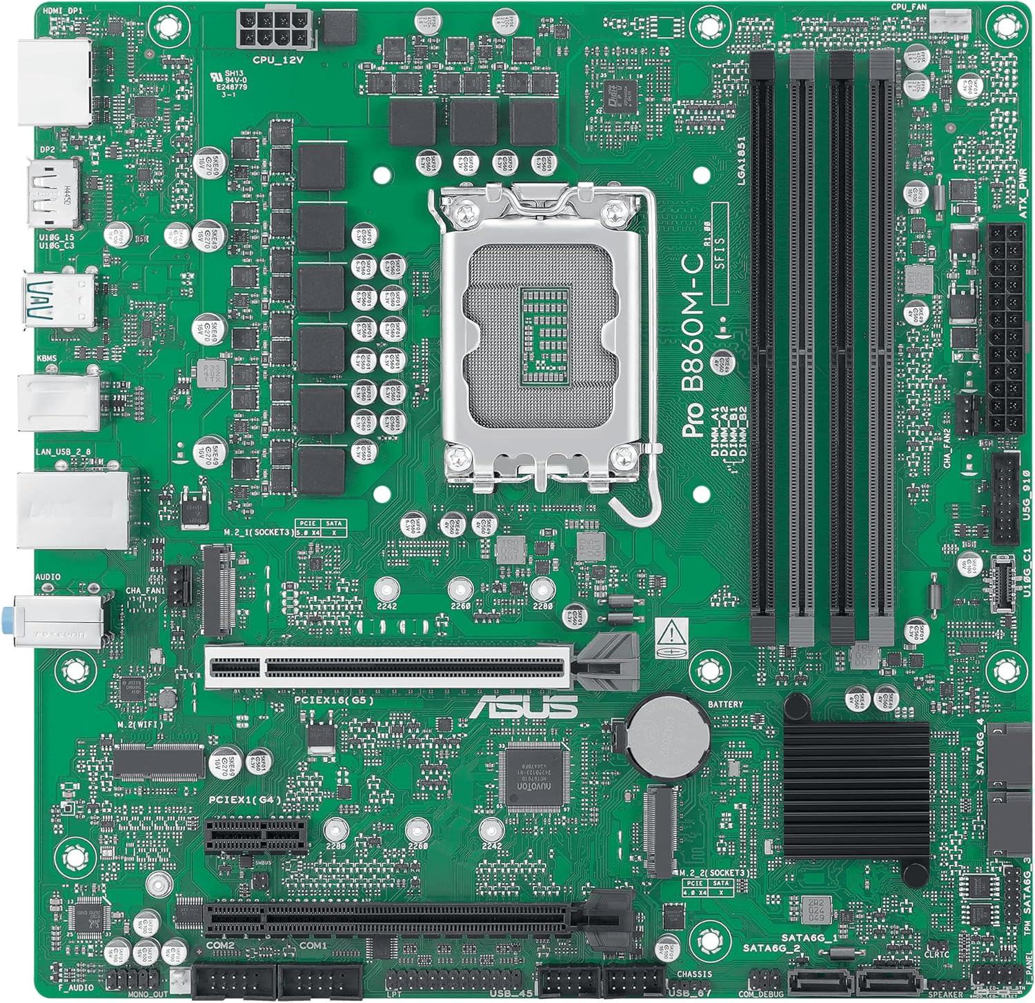 ASUS PRO B860M-C-CSM Business Motherboard Socket Intel LGA 1851 (microATX, PCIe 5.0, DDR5, SafeSlot, ASUS Control Center Express, CSM, Q-LED Core, COM Debug Header