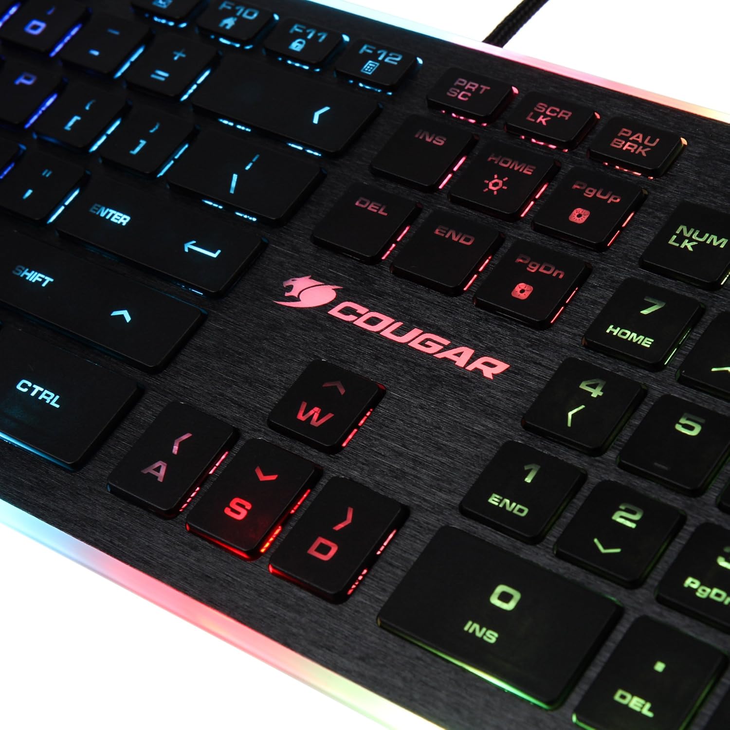 Cougar Vantar Gaming Keyboard - Extremely Flat Scissor Switches - 8 Colours - Plug & Play - Win-Lock - Media Buttons - CH Layout - Multicolour
