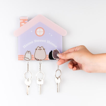 Grupo Erik | Support Porte-Clef Pusheen avec 2 Porte-Clés | Porte-Clés Mural | Des cadeaux pour femme, homme et enfant sous Licence Officielle (16 x 16 cm