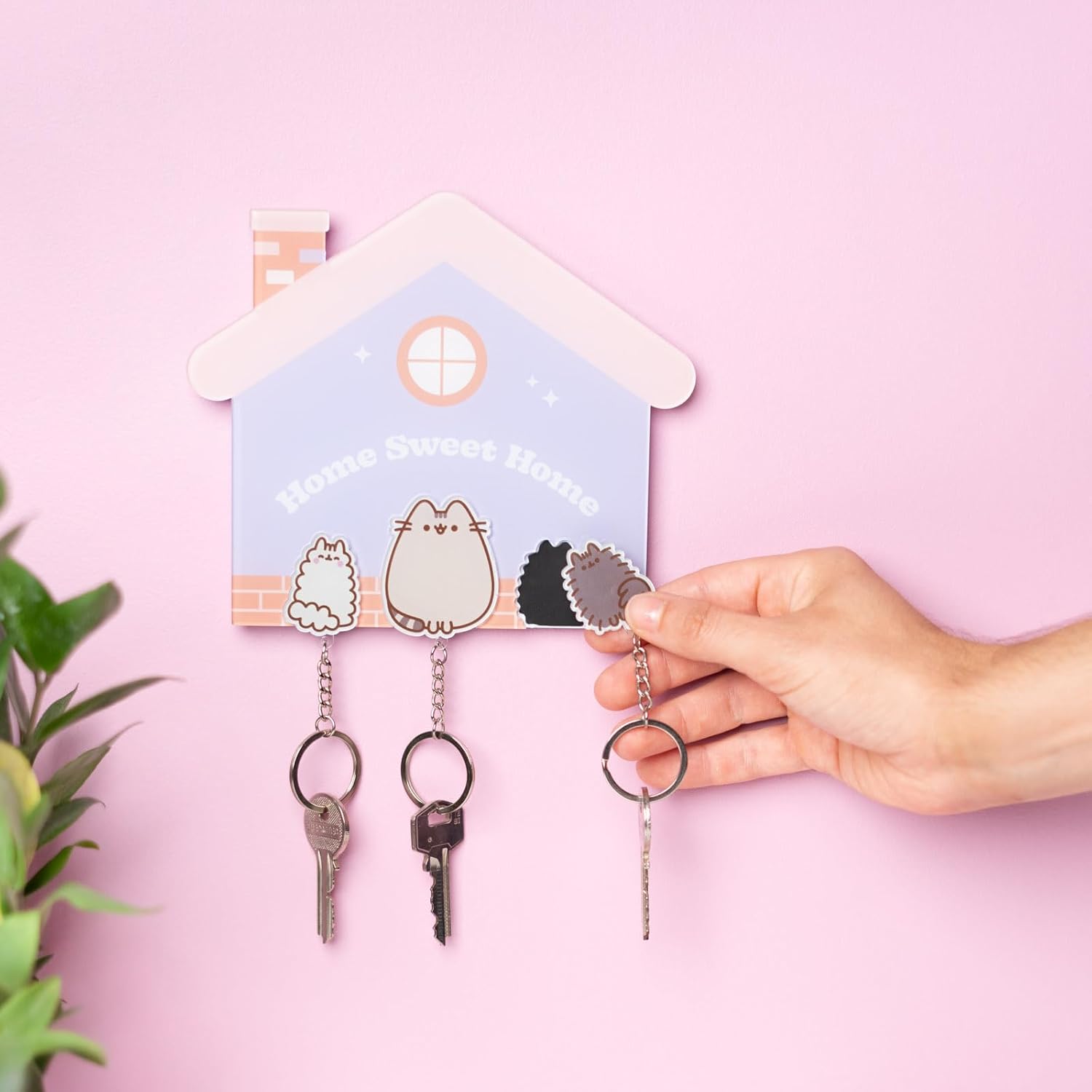 Grupo Erik | Support Porte-Clef Pusheen avec 2 Porte-Clés | Porte-Clés Mural | Des cadeaux pour femme, homme et enfant sous Licence Officielle (16 x 16 cm