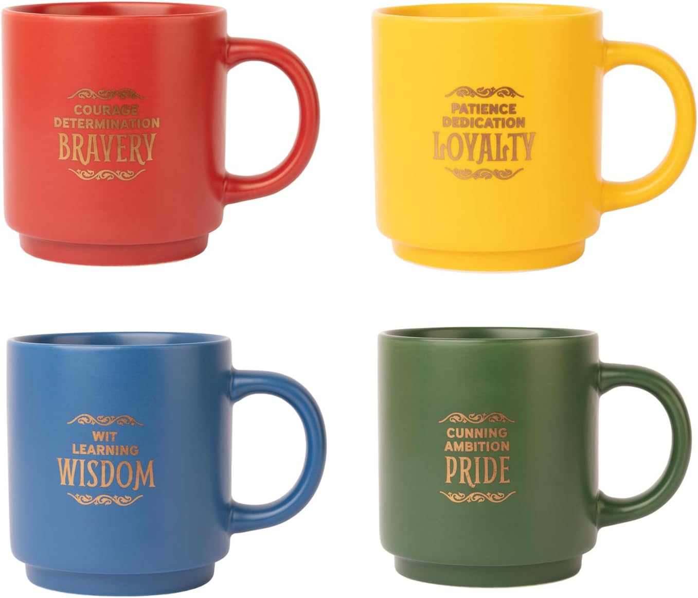 Grupo Erik Mugs Set of 4 - Harry Potter Merchandise | Stacking Mugs with Stand 10.8 oz - 300ml Coffee Cups Espresso | Harry Potter Gifts for